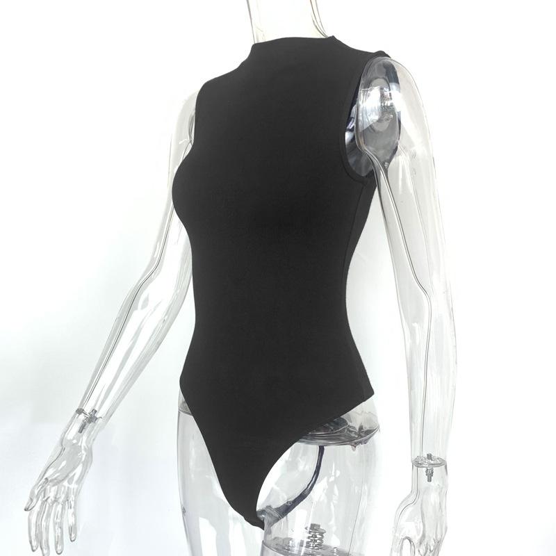 Women’s Sleeveless Mock Turtle Neck Bodysuit T-Shirt Soft Slim Fit Stretchy Layer Top Classic Jumpsuit