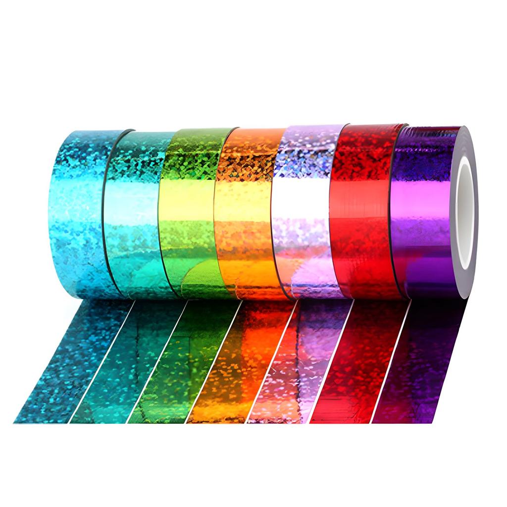 Holographic Decorative DIY 15mm X 5M Tape, 8-Color Set, Self-Adhesive, Sparkly, Tape, Wrapping, Sticker,