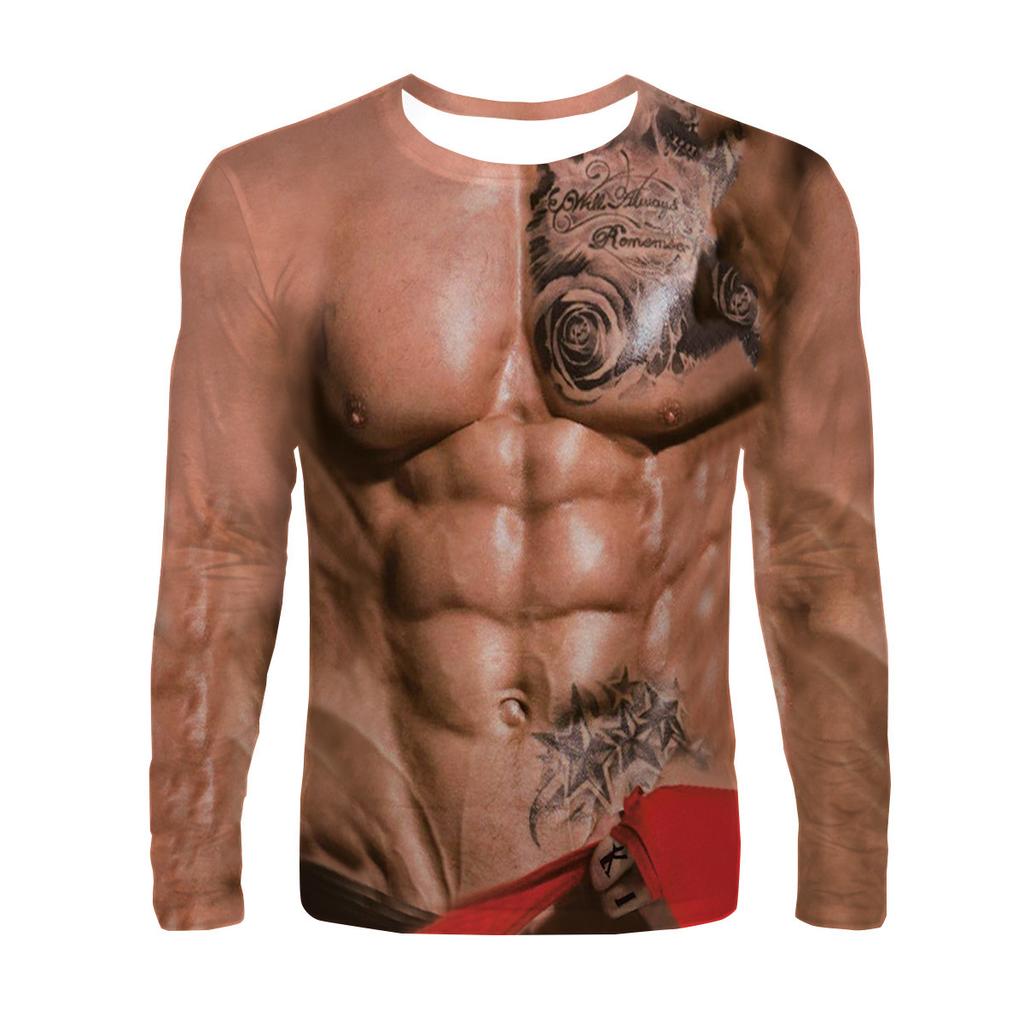 Tricouri Amuzante cu Imprimeu 3D Mușchi Fals Bărbați Femei Tricou cu Mânecă Lungă Hip Hop Streetwear Harajuku Pulovere Tricouri Topuri Îmbrăcăminte Copii