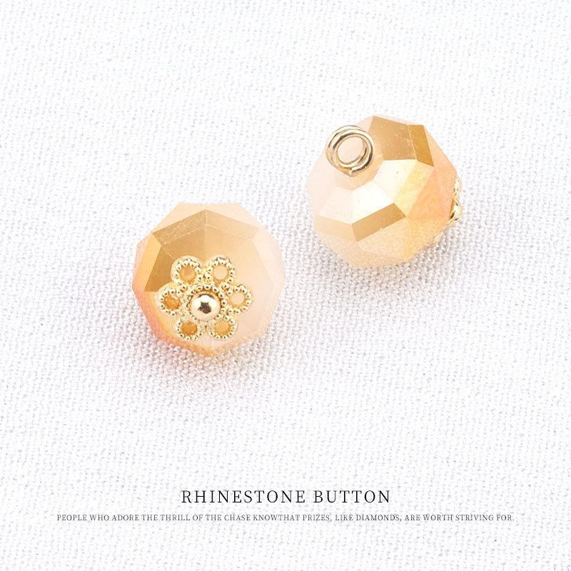 5pcs Cut Face Flower Tray Crystal Button Women'S Shirt Cardigan Children'S Buttons Cheongsam Hanfu Tang Style Button Accessories