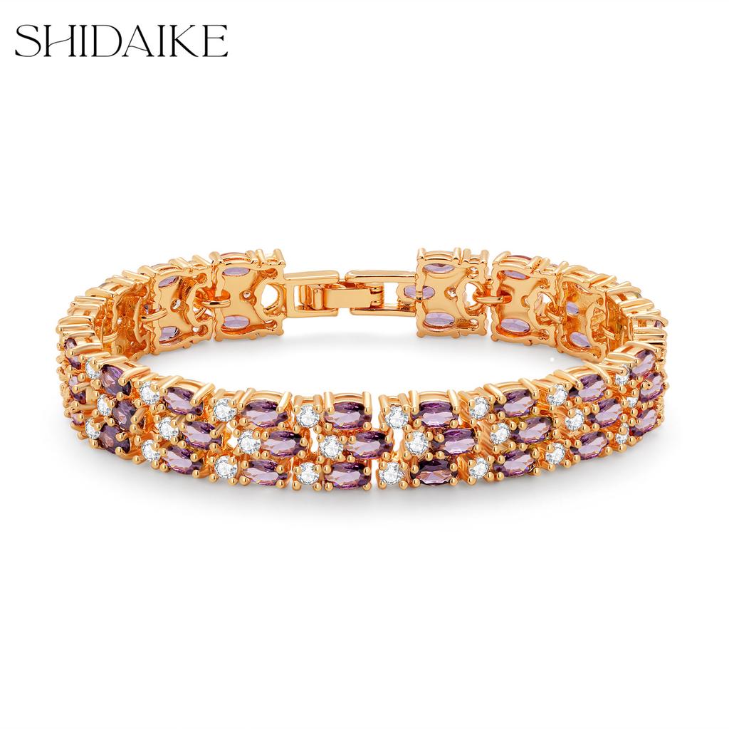 Best-selling Europe, America, the Middle East TK color zircon inlaid bracelet jewelry manufacturer straight hair atmospheric bracelet fashion high