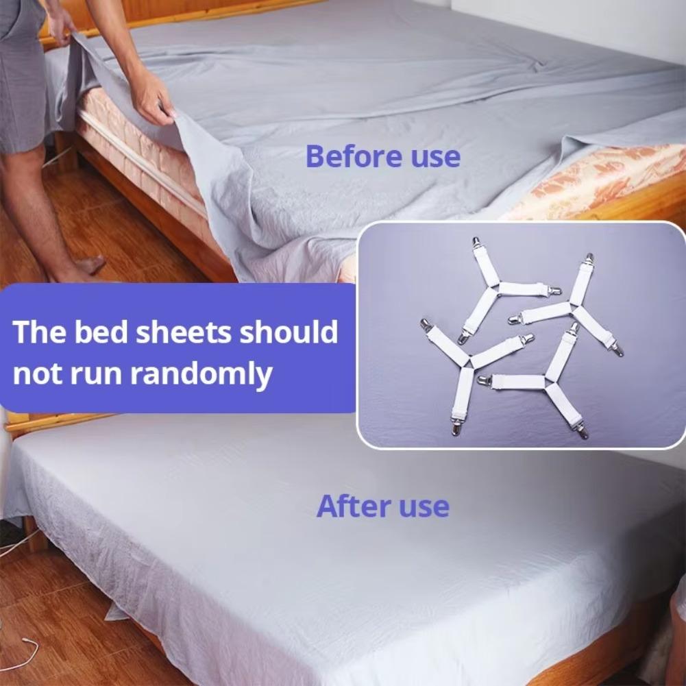 Elastic Bed Sheet Holder Adjustable Fastener Clips Mattress Cover Grippers for Home Bedding Organizer Accessory Set Pack Kit