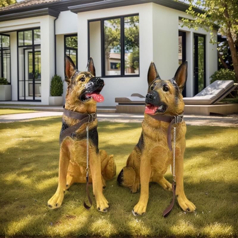 German Shepherd Resin Sculpture: Large Wolfdog Model for Courtyard Decor