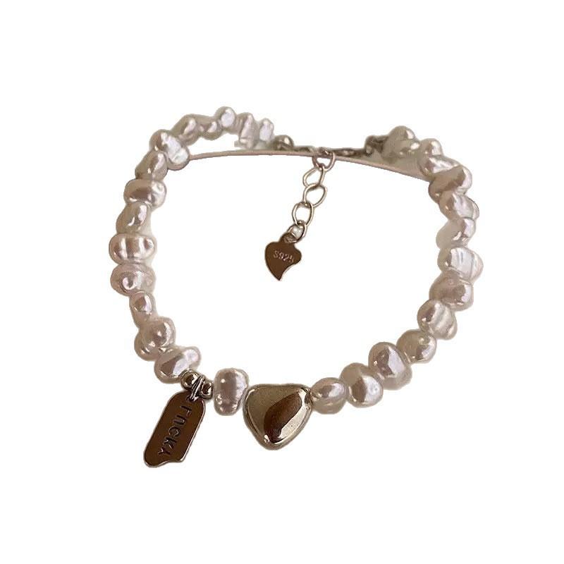 Love Heart Baroque Pearl Bracelet For Women With Vintage Style And Gift For Travel Recipients