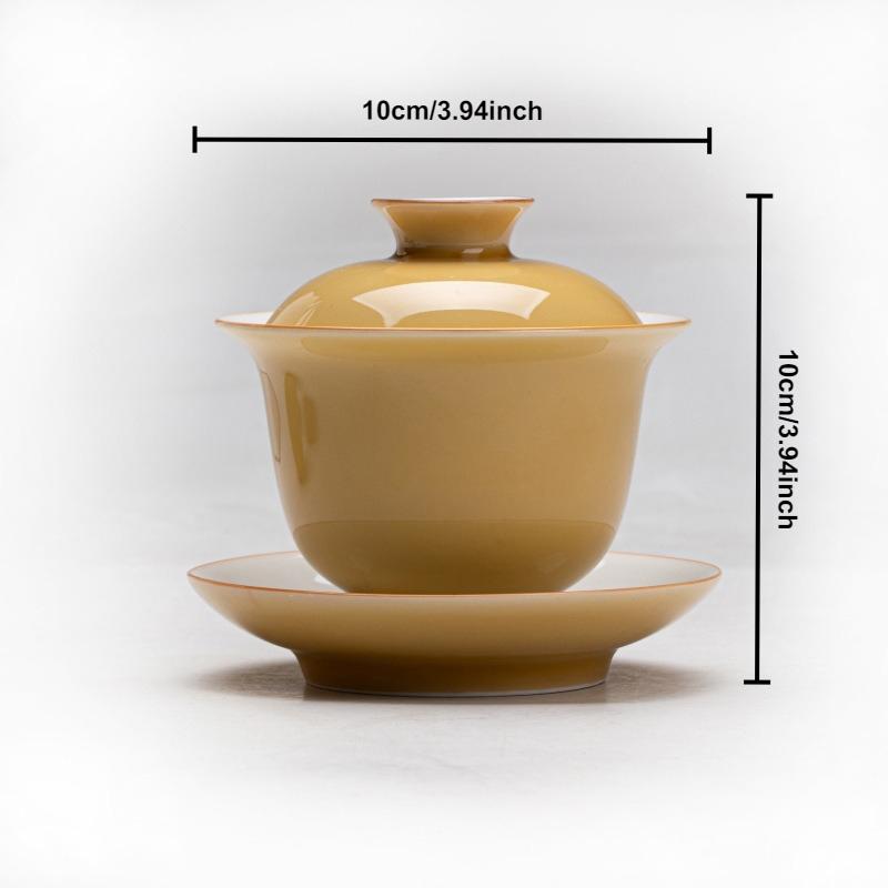 Ceramic Teacup White Porcelain Tea Tureen Handmade Solid Bowl Chinese Kung Fu Gongfu Gaiwan Retro Teaware Drinkware Tea Ceremony