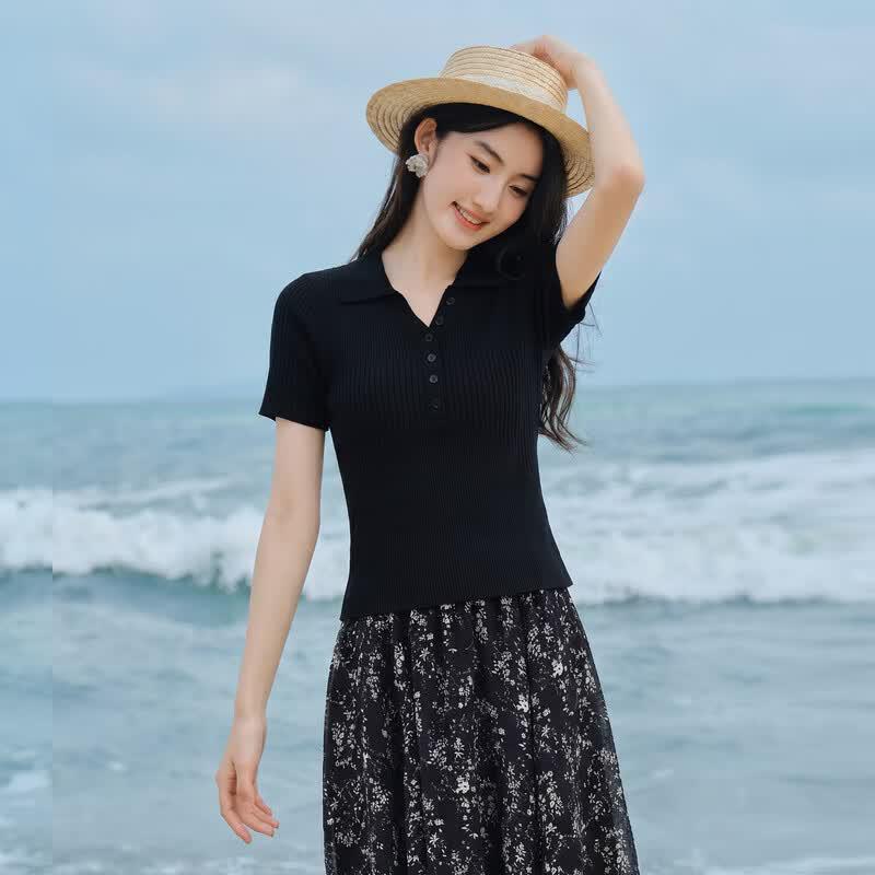 Women s Short-Sleeve Polo Knit Top XL