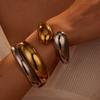 GEMCHIC Women's Minimalist Exaggerated Gold & Silver Two-Tone Stainless Steel Cuff Bracelet Geometric Fashion Jewelry