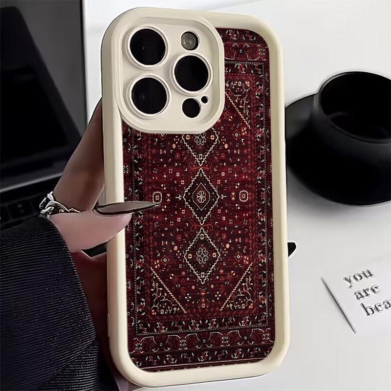 Pouzdro na telefon Vintage červený vzorovaný koberec Design Pro Xiaomi Redmi Note 14 13 Pro Plus 5G 12 11 10 Pro 4G 13 14C 13C 12C Měkký kryt