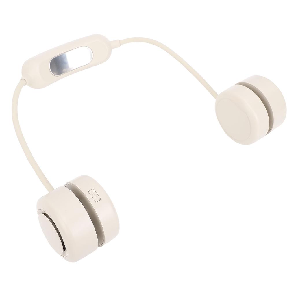 Neck Hanging Fan 3 Gears Adjustable Ergonomic Design Quiet Foldable Wearable Neck Fan for Beach Cycling Beige