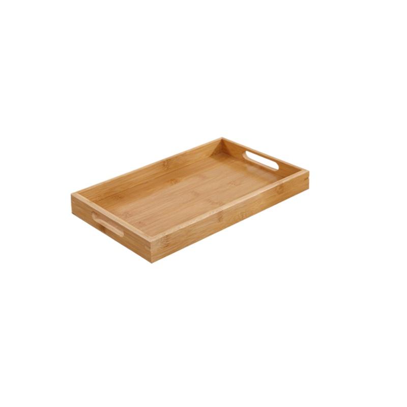 Bamboo Wooden Rectangular Tea Tray Solid Wood Tray Tea Cup Trays Stand Tray With Handle Wooden Hotel Dinner Plate Storage Tray