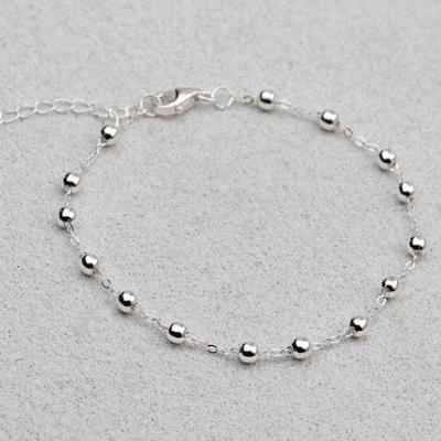 Women's Daily Accessory Sari Silver Ball Chain Bracelet