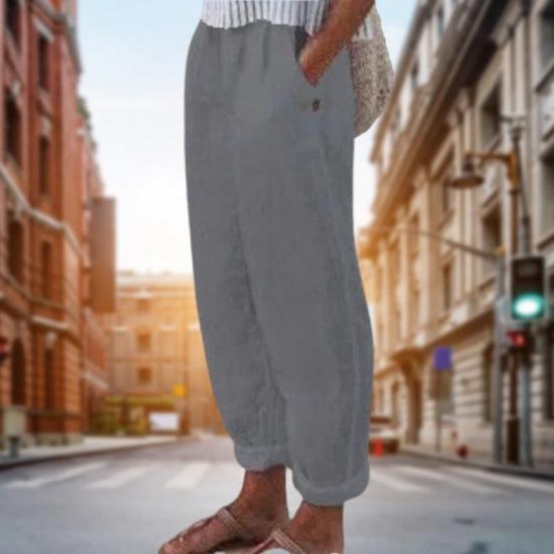 Fashion Popular Harem Pants Solid Color Pockets Summer Elastic Waist Straight Leg Sweatpants Streetwear
