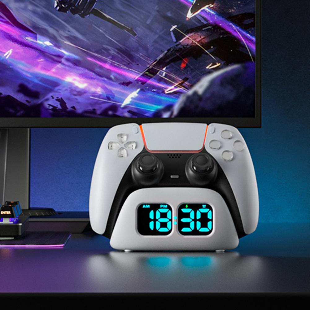 For PS 5 Controller Charger with Clock Display Charging Station Multifunctional Game Controller Charging Dock for PS 5 Accessory