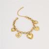 GEMCHIC Women's Gold Tone Heart Pendant Necklace and Bracelet Set Stainless Steel Charm Jewelry