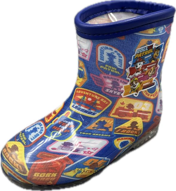 Paw Patrol Children's Rain Boots, Blue, Featuring Chase, Marshall, Skye, and Rubble, Perfect for Daycare, Rain, and More, Character Design, PP70152
