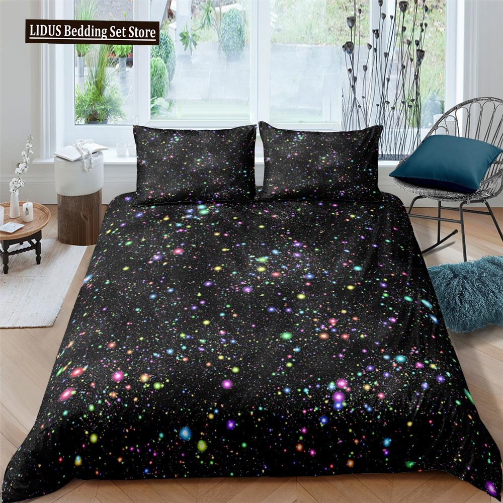 Galaxy Theme Blue Purple Design Duvet Cover Full Size For Girls Boys Teens Kids Gifts Starry Dream Sky Bedding Set Room Decor