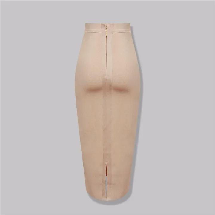 Fashionable High-Waist Elastic Bandage Skirt - Elegant Mid-Length Hip-Hugging Design