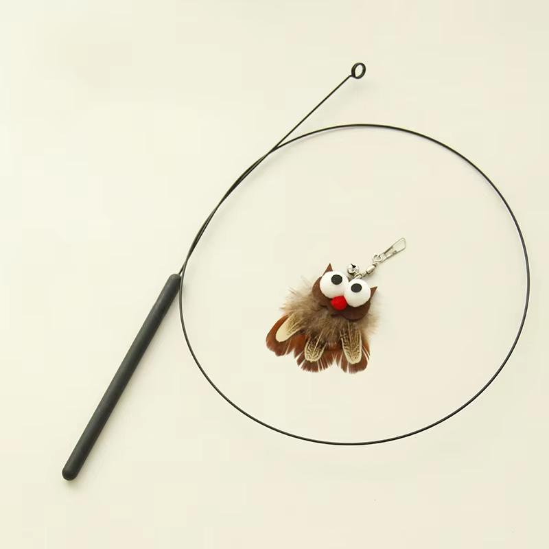 

Owl rope simulation bird teasing cat stick feather cat bell toy bite resistant to relieve boredom self fun pet supplies Cat Toy