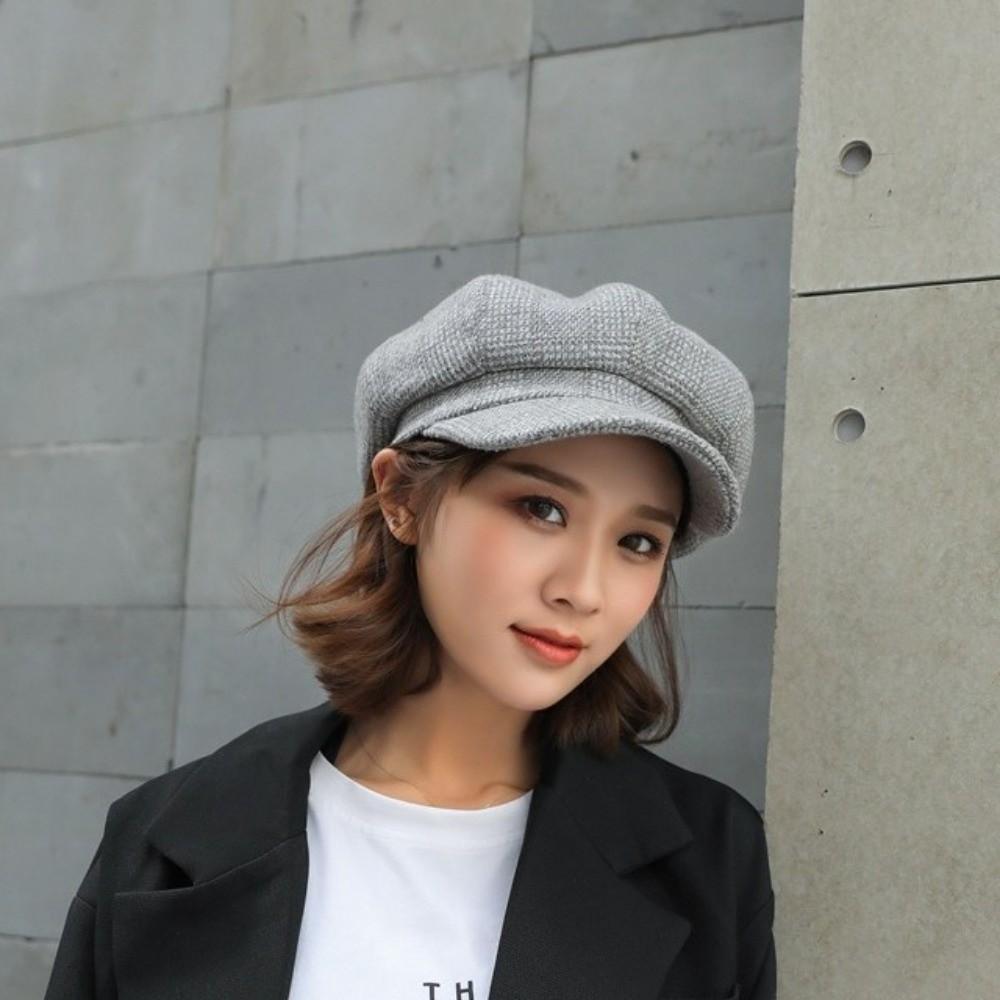 Ear Protection British Berets Thick Artist Hat Vintage Plaid Octagonal Hat Autumn