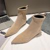 Short Boots Annual Pointed Toe Matte Flat Heel Feet Not Tired Soft Bottom Casual Thin Boots Wind Elasticity