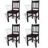 VidaXL 4x Pine Wood Dining Chair Dark Brown Kitchen Chair 241517