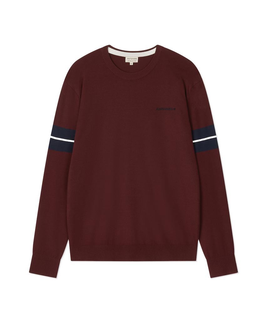 Antomas Sleeve Colorblock Round Neck Knit Men'S - Wine
