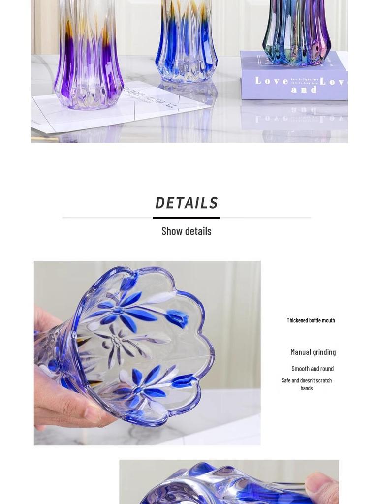 Luxuriöse, leicht transparente Glasvase für frische Blumenarrangements – Kreative hydroponische Heimdekoration