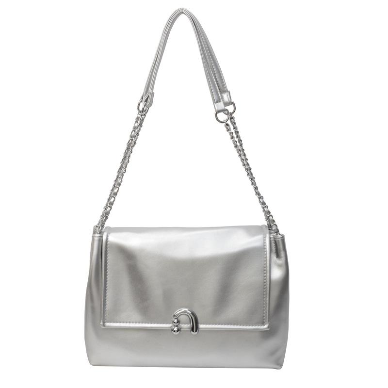 

Korean version of versatile underarm bag women s fashion new fashion simple small square bag high-end chain casual shoulder bag серебряный