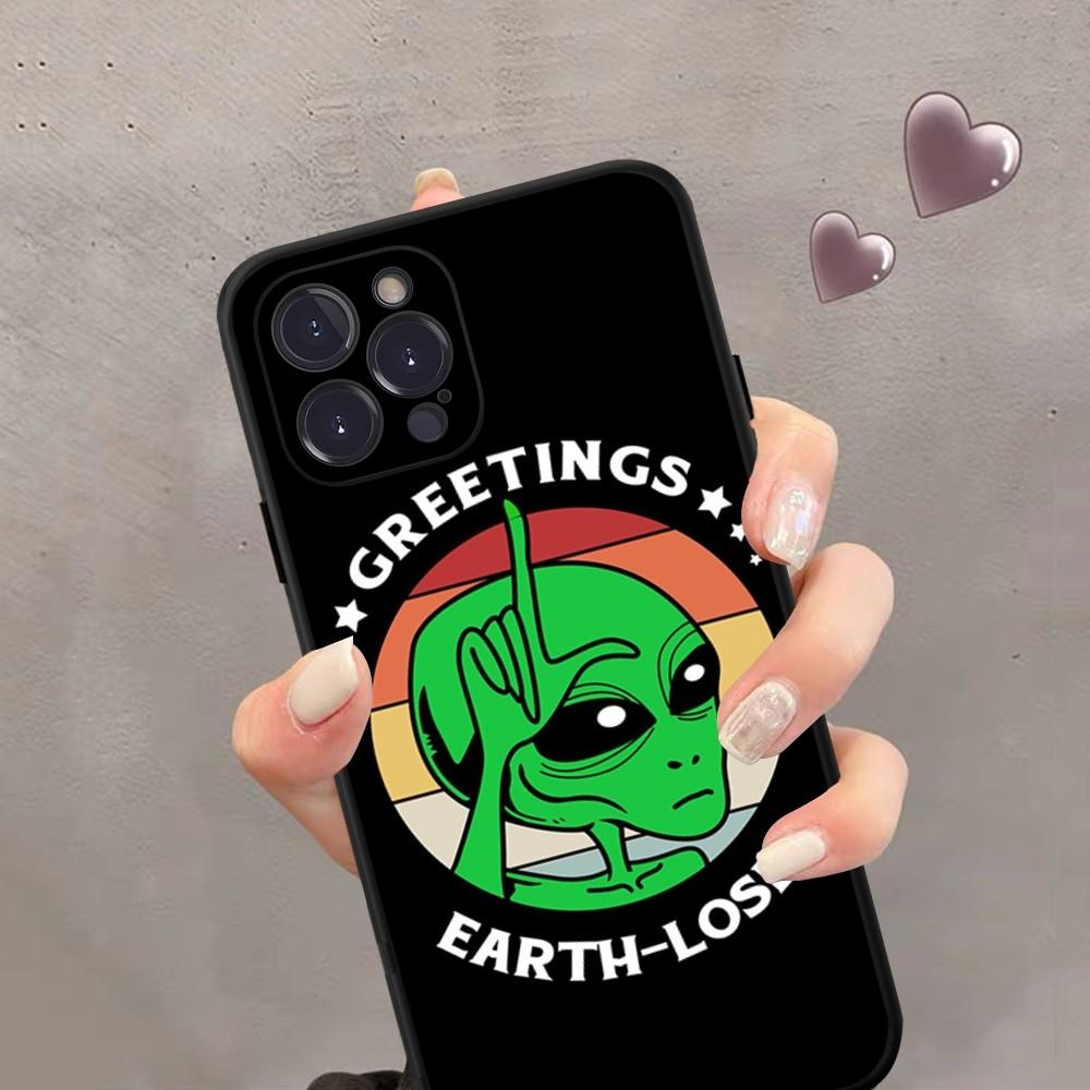 Aesthetics Cute Cartoon Alien Space Phone Case Silicone Soft For Iphone 15 14 13 12 11 Pro Mini XS MAX 8 7 6 Plus X XR Shell