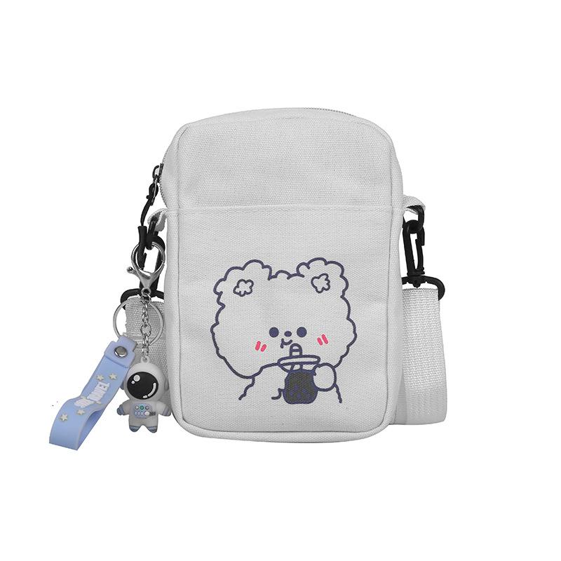 Petit Sac bandoulière en toile pour femmes Dames Sac à bandoulière décontracté en tissu Porte-monnaie pour téléphone Sac à main imprimé dessin animé