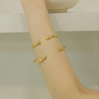 LAYERMOOD [HEART] Gold One Ball Bangle(925silver)