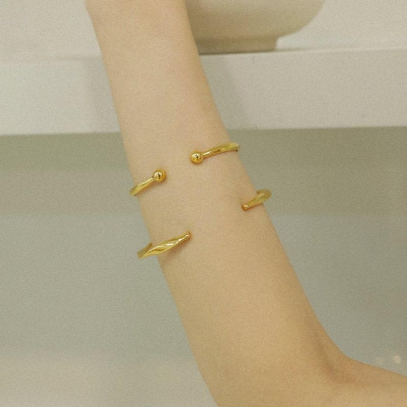 LAYERMOOD [HEART] Gold wave Bangle(925silver)