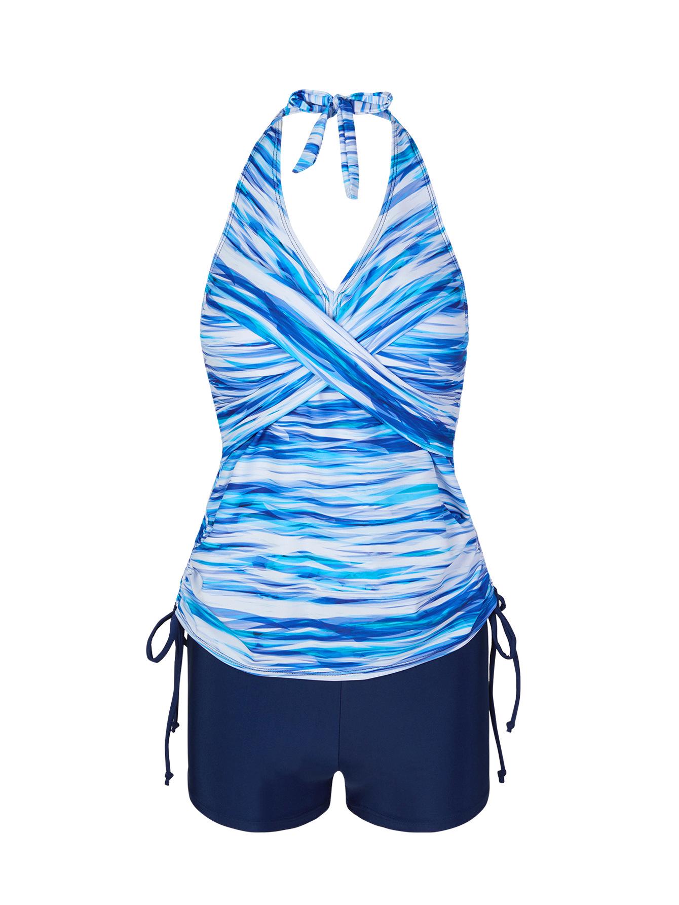 

2024 Висококласний жіночий роздільний купальник халтер-танкіні зі шортами-бойлегами Medium