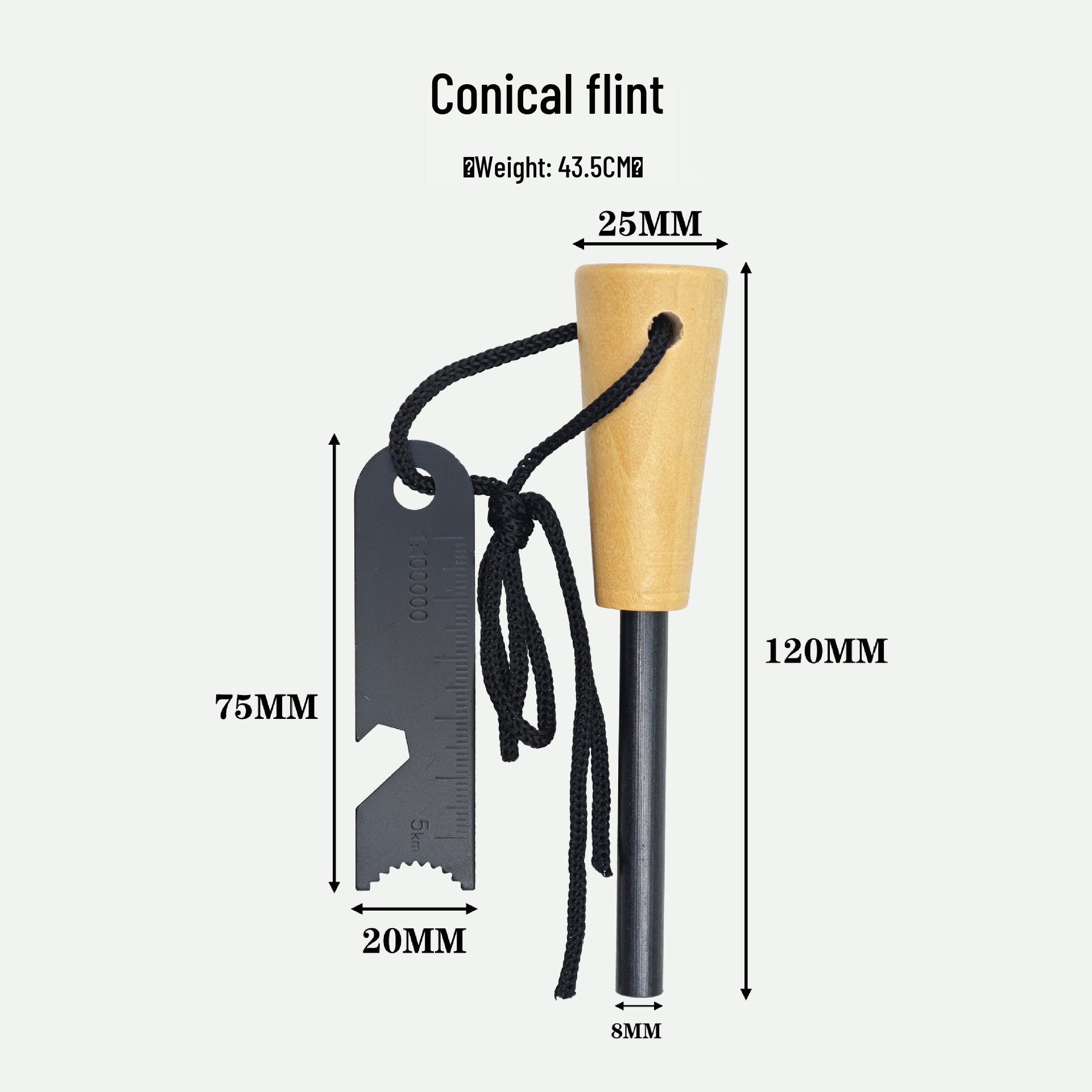 Portable Wooden Handle Magnesium Fire Starter for Outdoor Survival and Camping Cone Wooden Handle Fire Starter