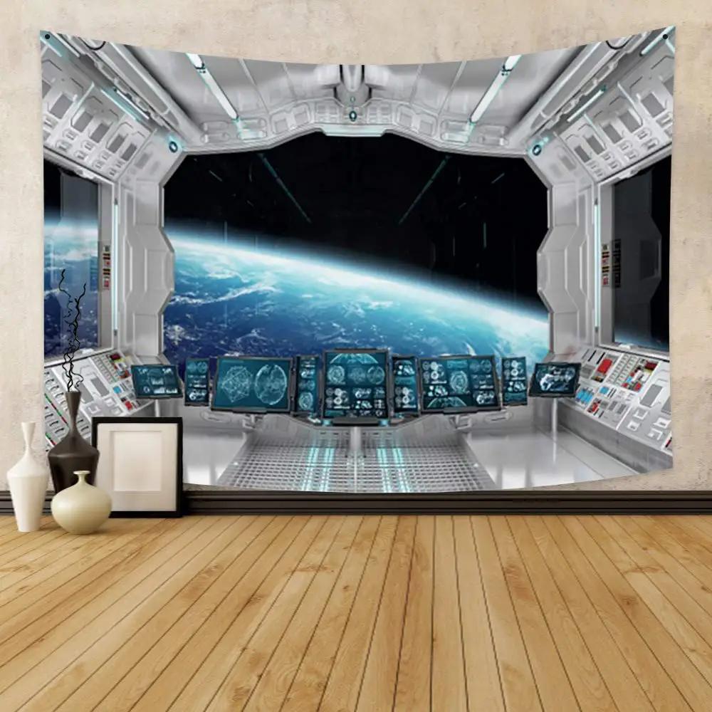Futuristic Tapestry SciFi Corridor Space Ship Tapestry Space Station Tapestry Wall Hanging for Bedroom Living Room Dorm Decor
