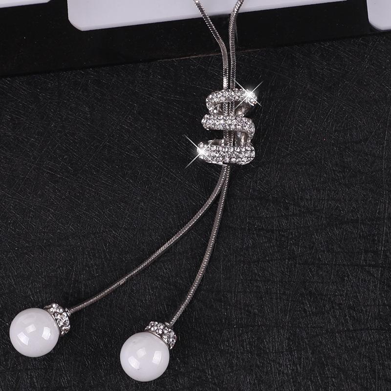 

Multilayer Stunning Pearl Tassel Necklace In Rose Gold And Platinum Colors Women For платиновий