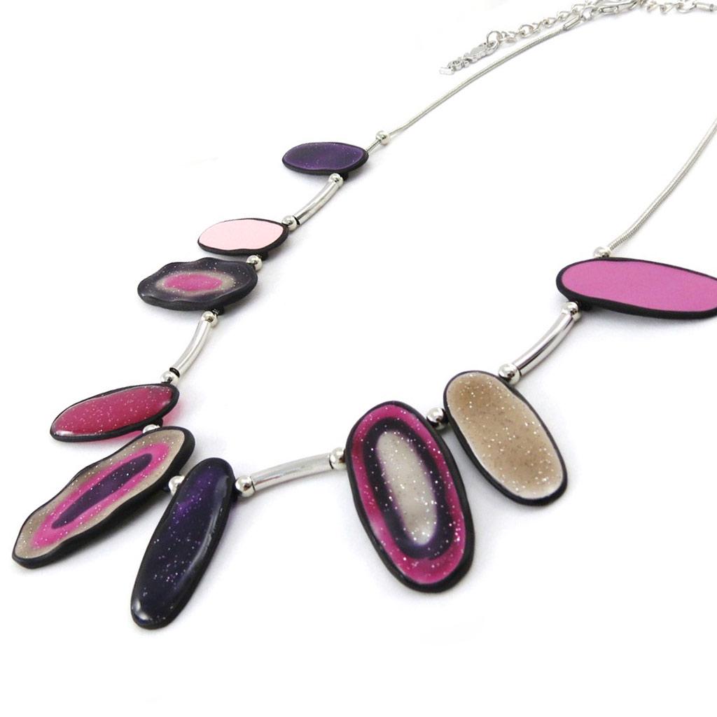 NOA [J2157] - Collier Créateur 'Coloriage' rose violet