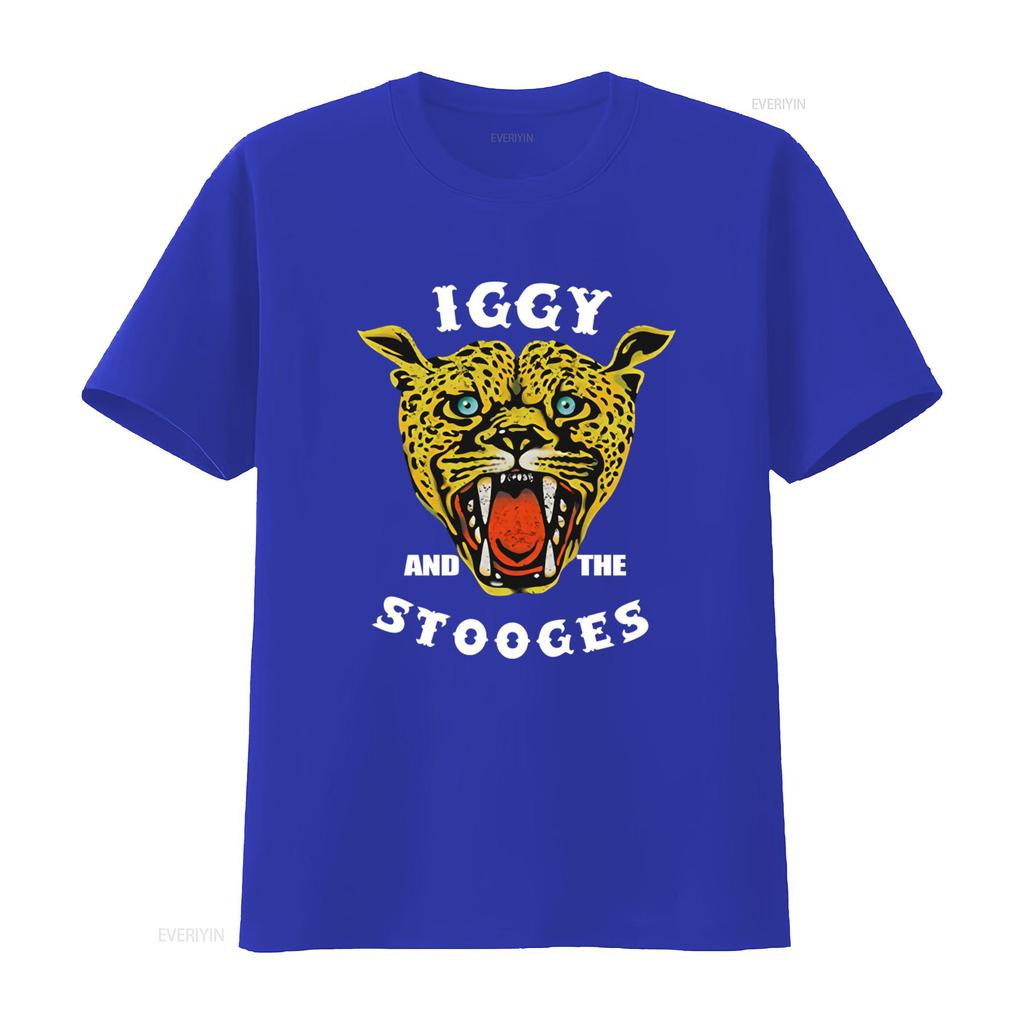 Iggy And The Stooges Cheetah Print T Shirt FKQ7 Vintage Washed Versatile Homme Soft Casual Graphic Stretched Designer Clothes