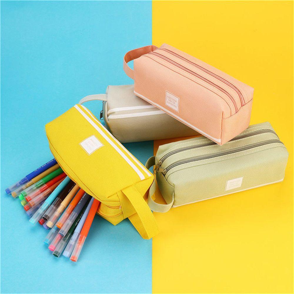 

School Fabric Large Capacity Stationary Make Up Bag Pencil Case Pen Pouch Case Storage Bag жовтий