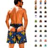 Men's Fun Printed Stretch Waist Drawstring Shorts, Beach Pants, Swimming Trunks