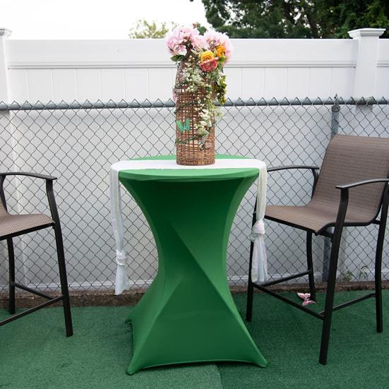 Yousheng Cocktail Table Cover Solid Color Design High Elastic Oil-Proof Universal Fit Simple Installation Round High Top Table Cloth