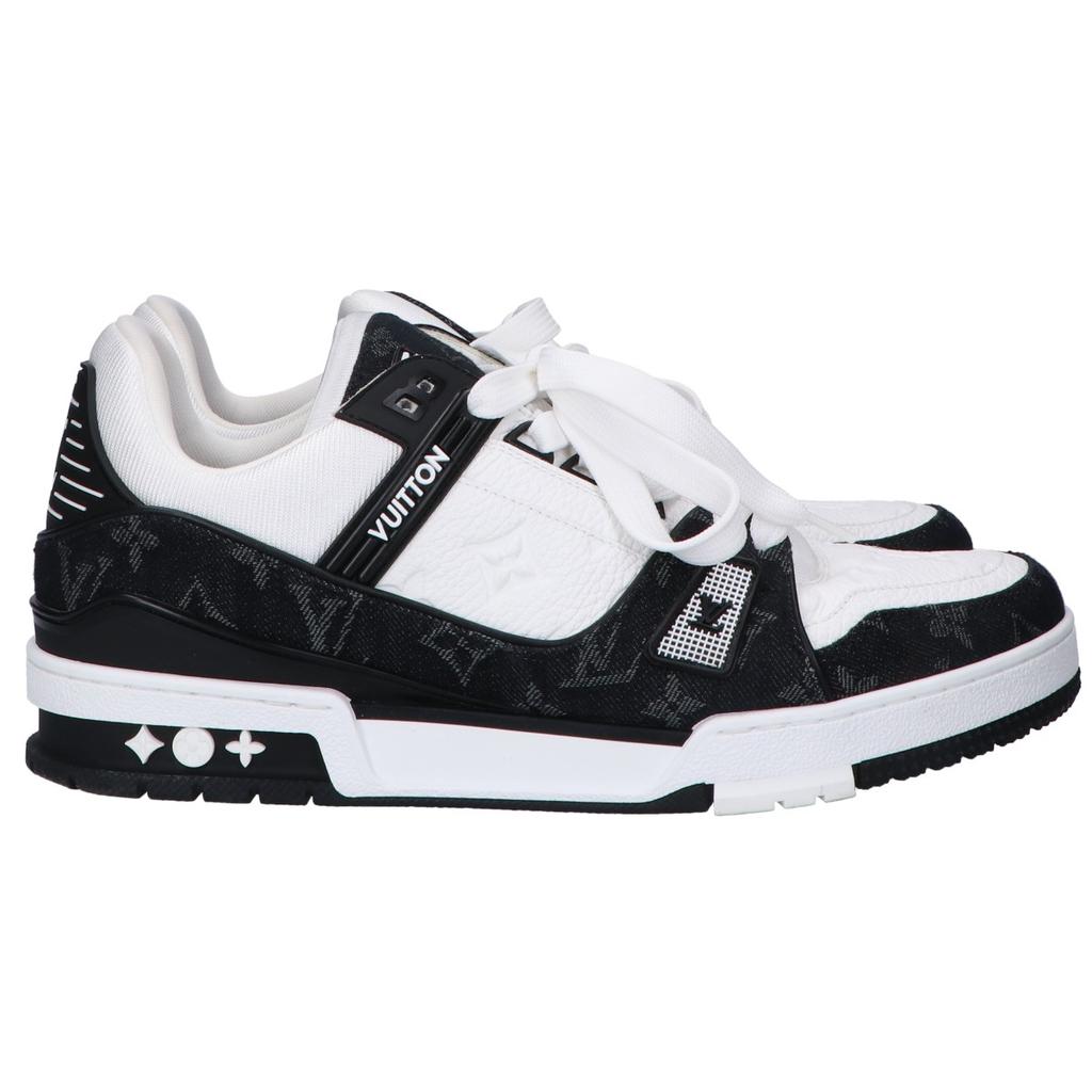 Louis Vuitton 1A9JGF LV Trainer Monogram Denim i Skóra Cielęca Licowa Sneakersy buty 8 1/2 czarnyUżywane