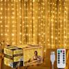 300 LED Curtain String Light, White Fairy Lights With Plastic Hooks & Remote