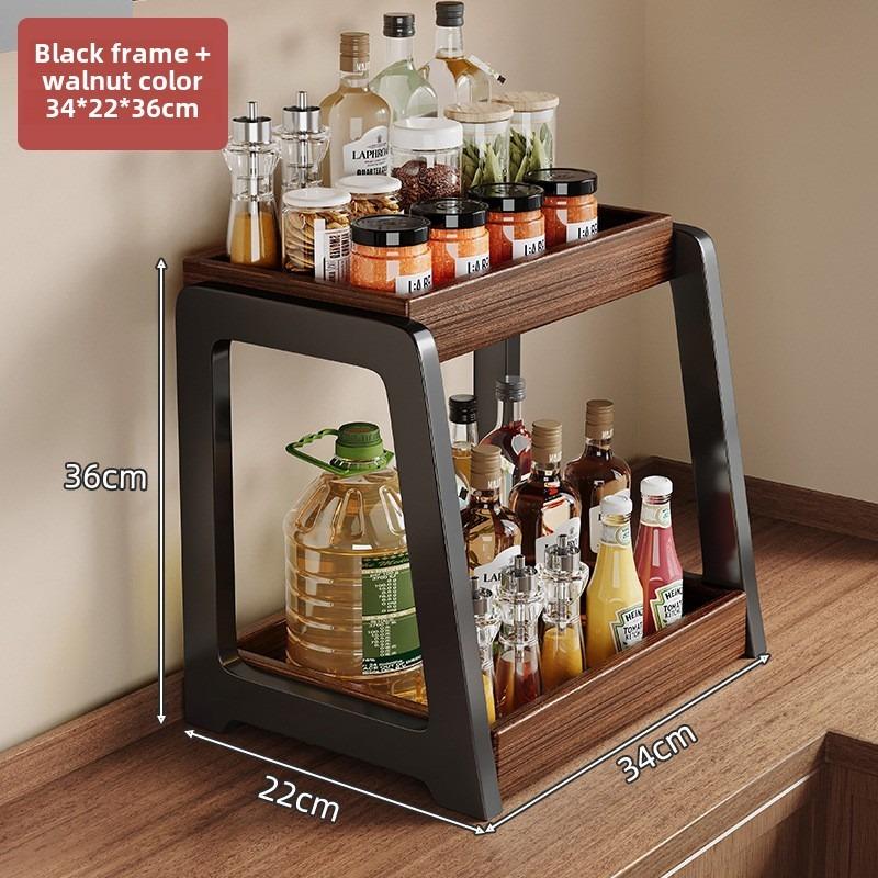 

Столешница для кухни из массива дерева Многофункциональная полка для хранения специй Полка для хранения приправ, масла, соли, соуса, уксуса чёрный