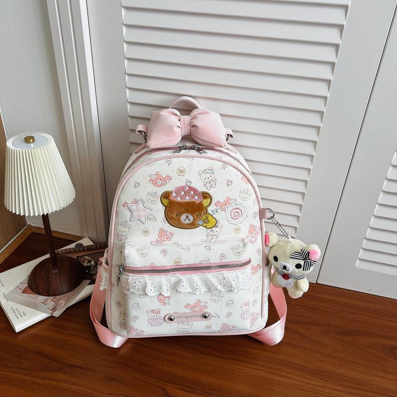 Schoolbag Cute Cartoon Backpack Female Travel Light Play Travel Backpack Girl Foreign Style Fashion Lace Student School Bag