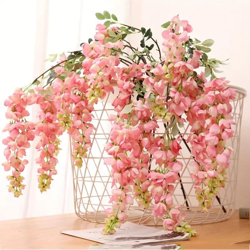 1pc Artificial Ceiling Wisteria Flower, WeddingHall Decoration Flower, Wisteria Flower, Ceiling Or Garden Artificial Flower