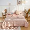Simple Lines Summer Quilt Japanese Style Cotton Air Conditioning Quilt Luxury Soft Breathable Thin Blanket for Adults Kids