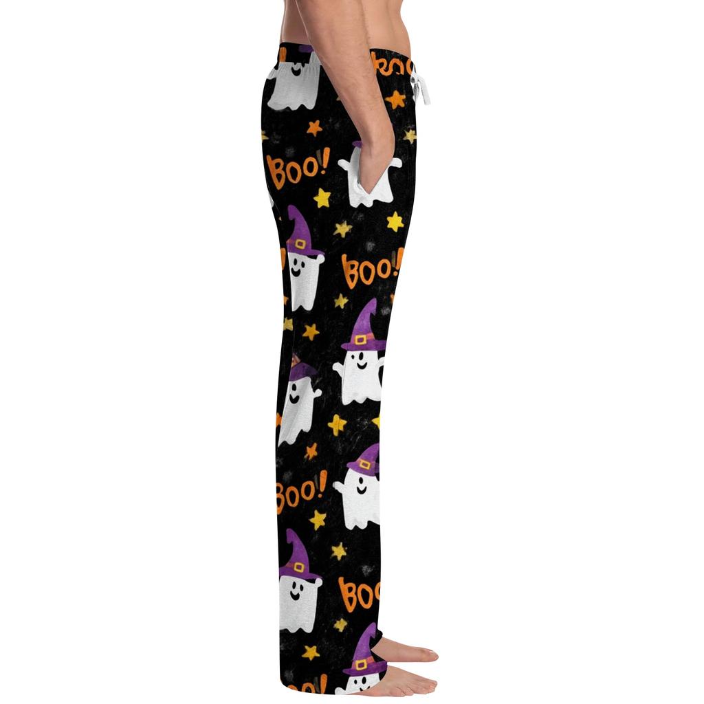 Men's Halloween Print Drawstring Lounge Pants Casual Sleepwear Comfortable Fit Soft Fabric Relaxed Style for Indoor and Outdoor Use
