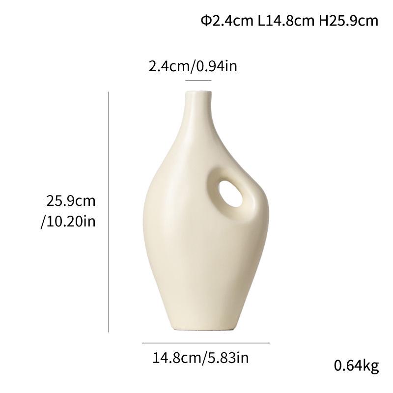 Beige Minimalist Ceramic Vase for Modern Home Decor and Flower Arrangement