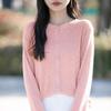 Women's Spring Korean Style Loose Wool Cardigan - Round Neck, Long Sleeve